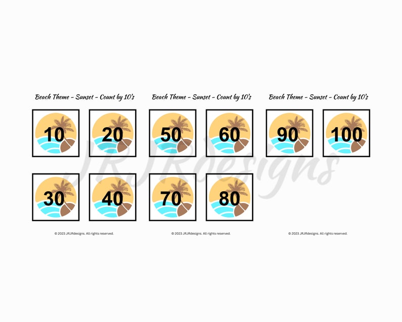 Skip Counting Beach Flashcard Bundle | Count by 2's 5's 10's | Math ...