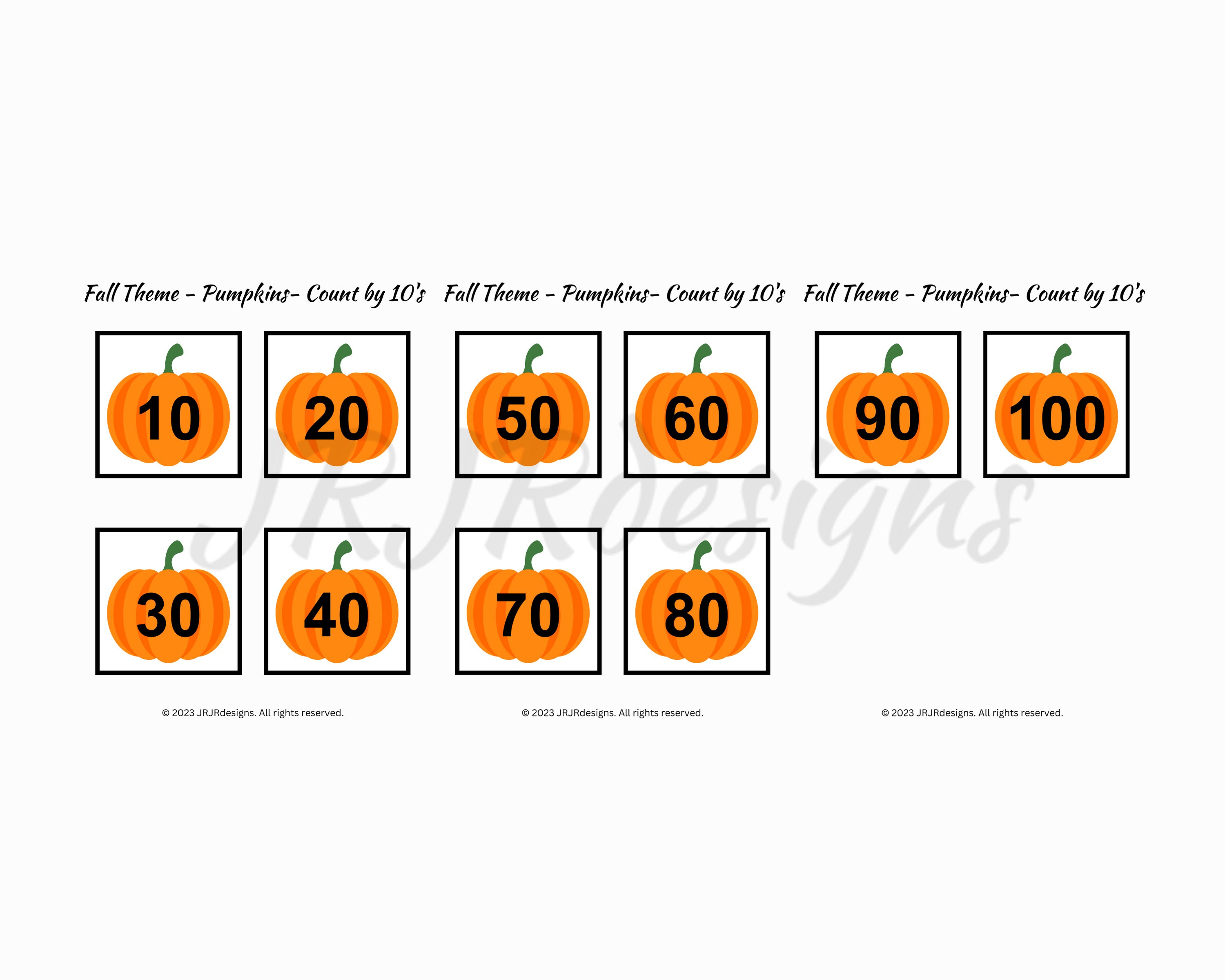 Skip Counting Fall Flashcard Bundle | Count by 2's 5's 10's | Math ...