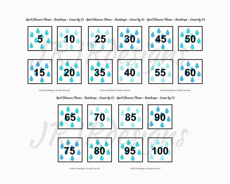 Skip Counting April Showers Flashcard Bundle | Count by 2's 5's 10's ...