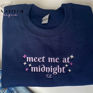 Meet Me at Midnight, Lavender Haze, Artist Inspired Sweater, Embroidered Crewneck