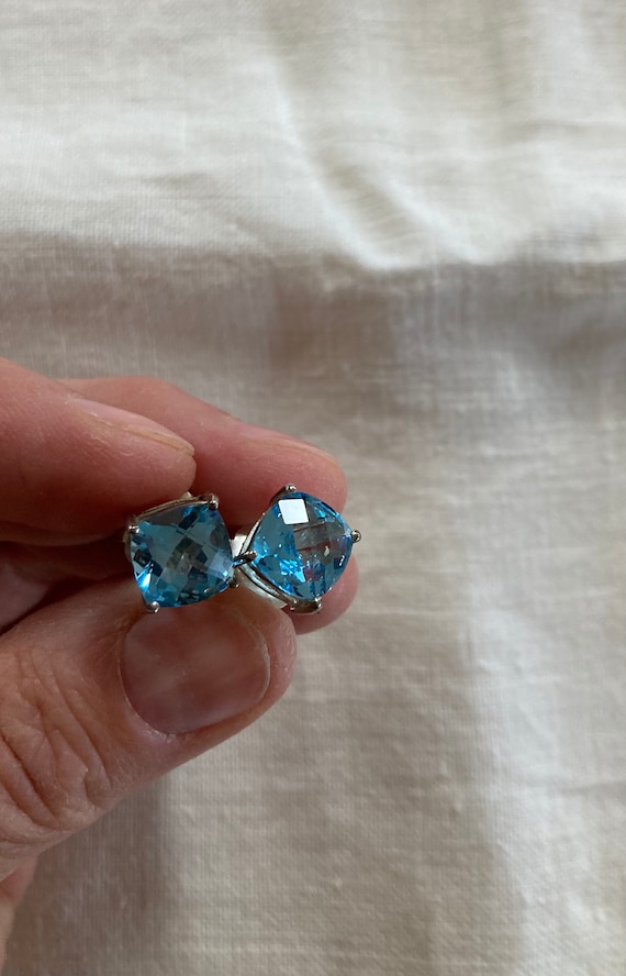 Antique Vintage Jewelry Earrings Blue Topaz Stud P