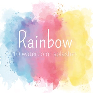 watercolor clipart - digital paper -watercolor rainbow - watercolor splashes png - commercial use - clipart - rainbow png , splatter clipart
