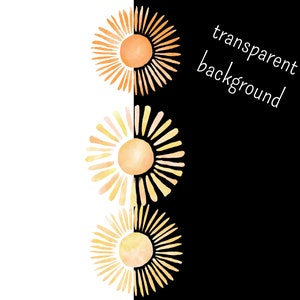 watercolor sun clipart - sun svg - watercolor clipart - sun png - cricut sun - commercial use - watercolor png - sun png, summer clipart image 3