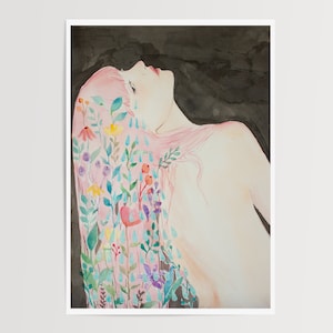 fioritura - pittura tecnica mista originale / arte acquerello originale