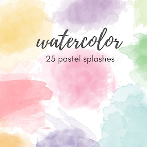 Watercolor splashes clipart - commercial use- Pastel Watercolor Splashes - Watercolor Clipart - Paint Stroke - paint splatter - watercolor png