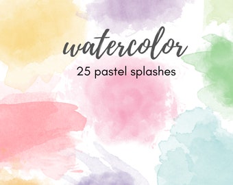Watercolor splashes clipart - commercial use- Pastel Watercolor Splashes - Watercolor Clipart - Paint Stroke - paint splatter - watercolor png