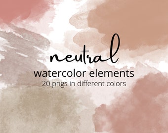 watercolor clipart elements - neutral splashes - boho clipart - watercolor paint - earth tones - commercial use  - neutral - earth tones