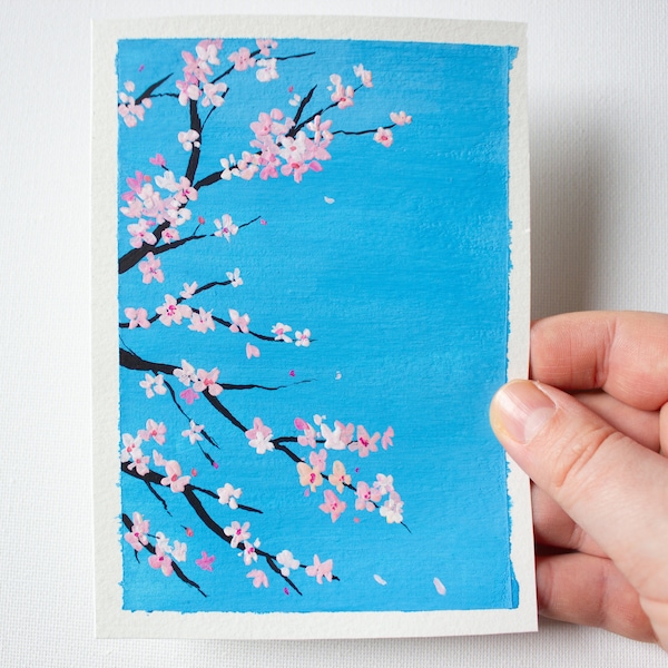 cherry blossom - original gouache painting