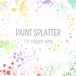 neon Watercolor splatter clipart - watercolor png - paint splashes png  - paint splatter  - clipart - commercial use