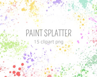 Neon Watercolor splatter clipart - watercolor png - paint splashes png - paint splatter - clipart - commercial use