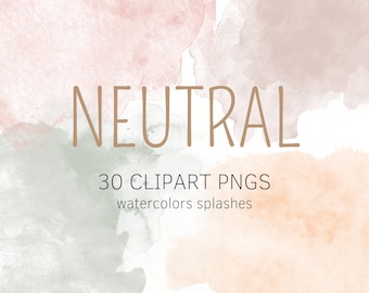 watercolor clipart - Png -watercolor paint splatter Clipart - splashes - commercial use - Aquarelle Clipart - autumn clipart - Neutral