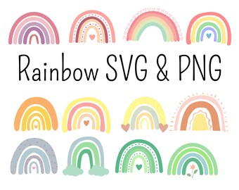 22 rainbow svg bundle - pastel rainbow clipart, rainbow svg, boho rainbow clipart, rainbow clipart, cricut rainbow - commercial use