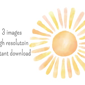 watercolor sun clipart - sun svg - watercolor clipart - sun png - cricut sun - commercial use - watercolor png - sun png, summer clipart image 2