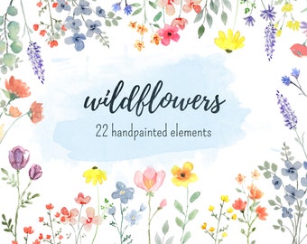 watercolor flower clipart, watercolor png, botanical png, watercolor clipart, flower png, commercial use, boho clipart, wildflower png