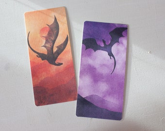 dragon bookmark - handmade bookmark - dragon art print - fantasy - booklover gift