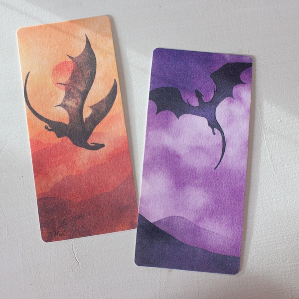 dragon bookmark - handmade bookmark - dragon art print - fantasy - booklover gift