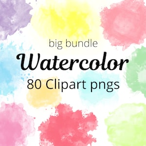 BIG clipart bundle - Watercolor splatter clipart - Pastel watercolor splashes - paint splatter - free commercial use - watercolor png -