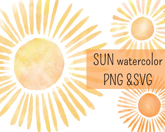 watercolor sun clipart - sun svg - watercolor clipart - sun png - cricut sun - commercial use - watercolor png - sun png, summer clipart