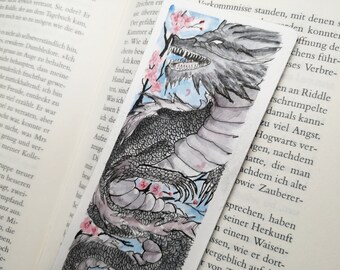 dragon bookmark / original hand-painted fantasy bookmark / watercolor / Drachen Lesezeichen / Lesezubehör - unikat -handgemalt