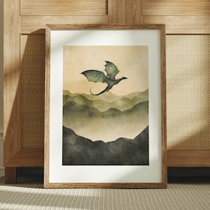 un volo tranquillo - stampa d'arte ad acquerello / arte del drago