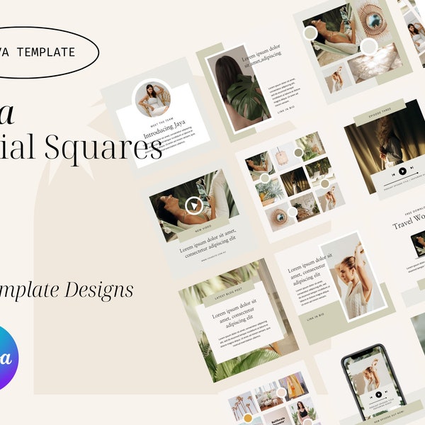 Jaya Instagram Social Media Canva Templates - 20 Designs | Instagram | Facebook | Canva | Content Creators | Branding