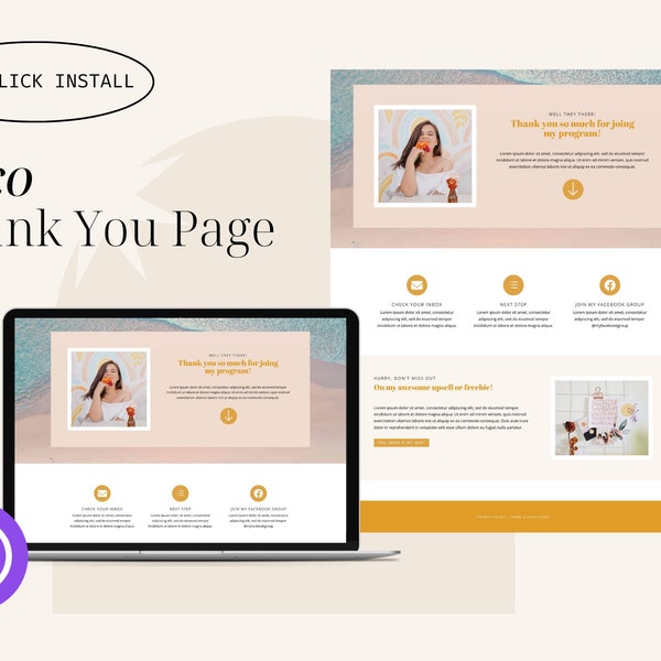 Coco Sales Funnel Thank You Page for Divi Theme & Wordpress | For coaches, course creators, digital products, workshops, masterminds