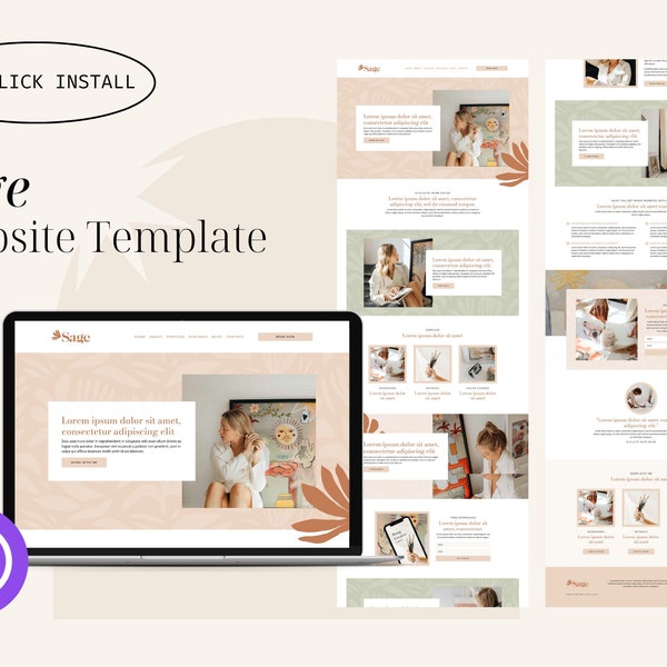 Sage Website Template für Divi Theme & Wordpress | Für Künstler, Social Media-Manager, Coaches, Online-Kurse, Content-Ersteller