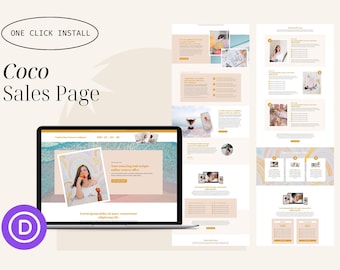 Coco Sales Funnel Page Template for Divi Theme & Wordpress | For coaches, course creators, digital products, workshops, masterminds