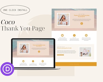 Coco Sales Funnel Thank You Page for Divi Theme & Wordpress | For coaches, course creators, digital products, workshops, masterminds