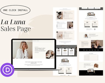 La Luna Sales Funnel Page Template for Divi Theme & Wordpress | For coaches, course creators, digital products, workshops, masterminds