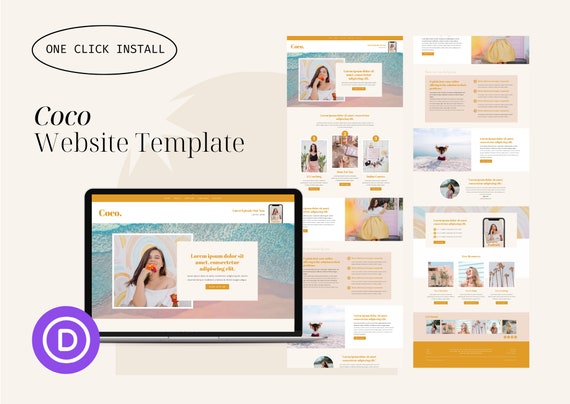 Coco Website Template for Divi Theme & Wordpress | For content creators, social media managers, coaches, online courses