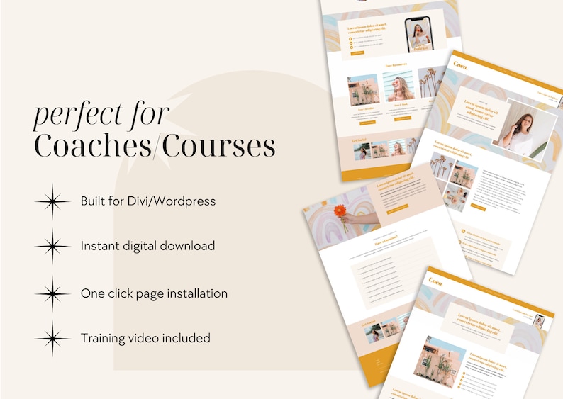 Coco Website Template for Divi Theme & Wordpress | For content creators, social media managers, coaches, online courses image 2