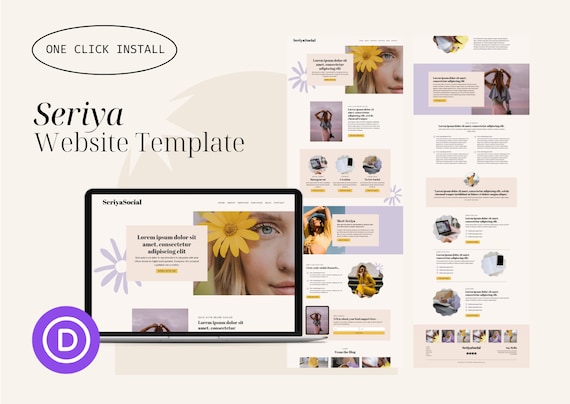 Seriya Website Template for Divi Theme & Wordpress | For social media managers, coaches, online courses, content creators