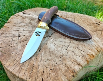 BOWIE KNIFE, HUNTING Knife, Bushcraft Knife, Rose Wood Handle with Brass Knife, Stainless Steel Knife, Best Father’s Day Gift