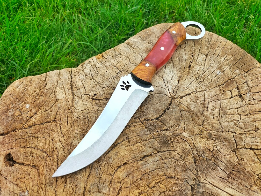 Hunting Knives Bushcraft Knife With Leather Sheath Etsy