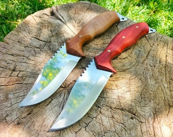 BUSHCRAFT KNIFE, HUNTING Knife, Knife Set, Stainless Steel Knife, Padauk and Olive Wood Handle, Best Gift for Husband