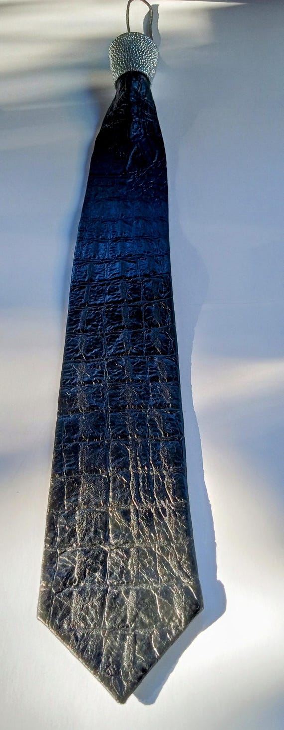 Mens Lamb Leather Necktie - Skinny Solid Casual Business