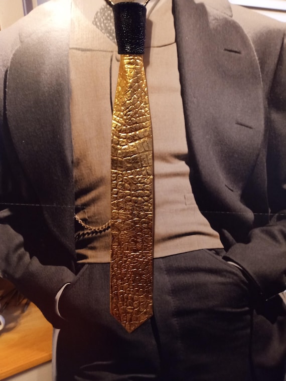 crocodile leather tie
