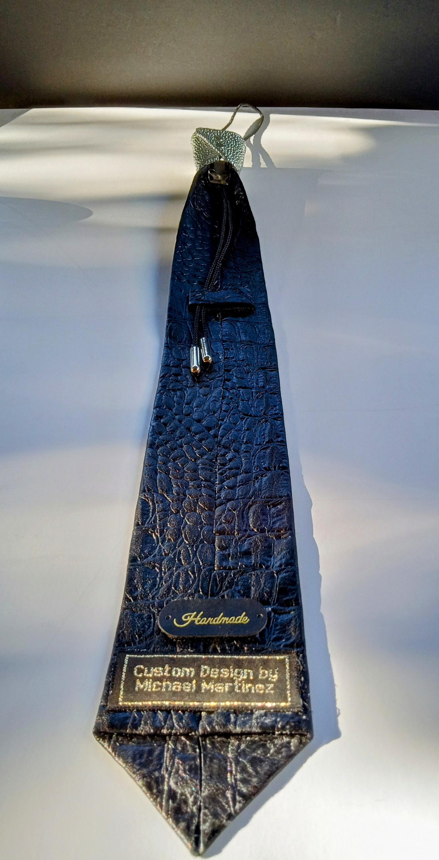 Mens Lamb Leather Necktie - Skinny Solid Casual Business