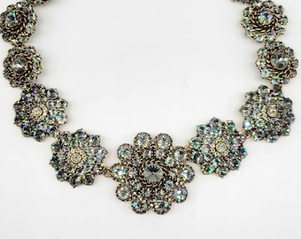 Vintage Oscar de la Renta Swarovski Crystal Necklace, Bridal Statement Necklace, Couture Runway Jewelry, Old Hollywood Glamour Bib Necklace