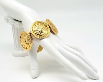 Vintage Gianni Versace Medusa Bracelet, Signed Made in Italy, Gold