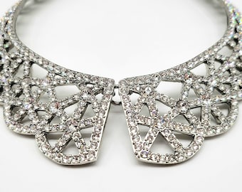 Oscar de la Renta Swarovski Crystal Bridal Collar Necklace Couture Wedding Statement Necklace Designer Signed Collector Jewelry