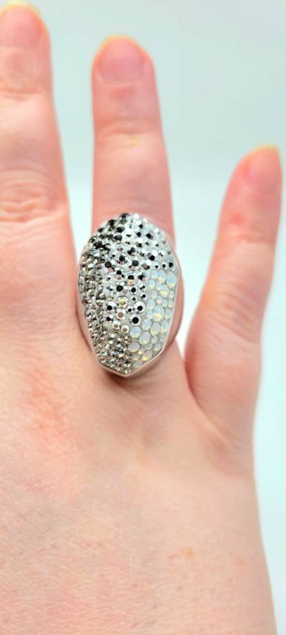 Crystal Cocktail Ring, Large Swarovski Ring, Clea… - image 7