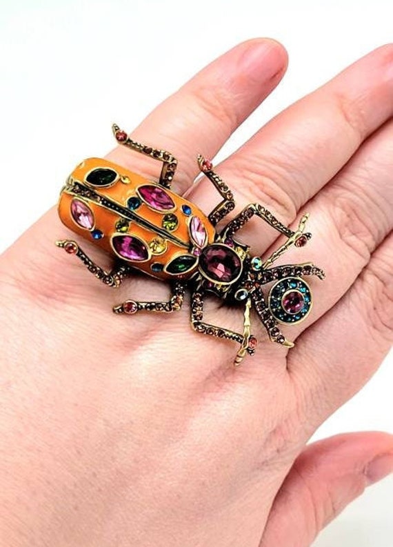 Bug Ring Gold, Insect Ring, Two Finger Ring, Doub… - image 5