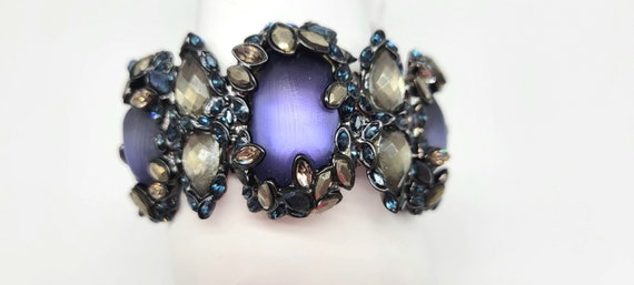 Lucite Rhinestone Bracelet, Alexis Bittar Bangle, Chunky Lucite Bracelet, Lucite Bangle Bracelet, Sapphire Bangle Bracelet, Hematite Bangle