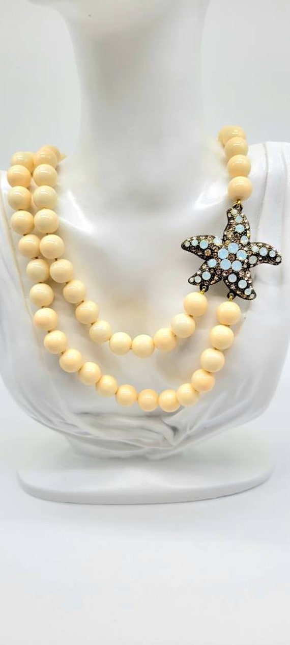 Starfish Necklace with Beads, Vintage Starfish Ne… - image 1