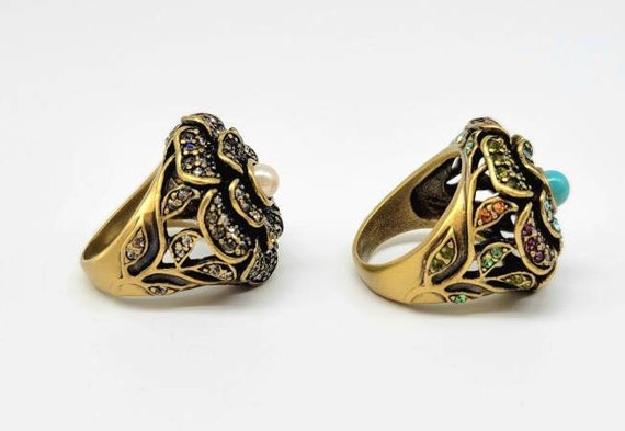 Flower Statement Ring, Crystal Flower Ring, Gemst… - image 4