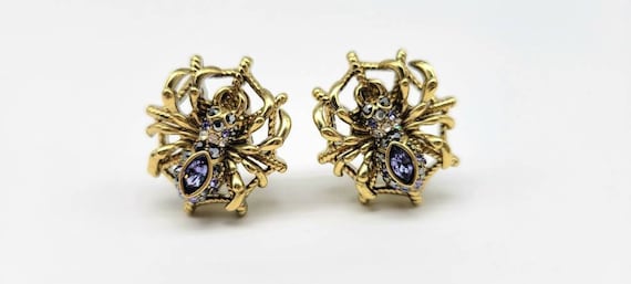 Spider Earrings Stud, Spider Web Earrings, Crysta… - image 1