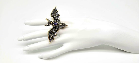 Bat Ring Gold, Bat Ring for Women, Double Finger … - image 1