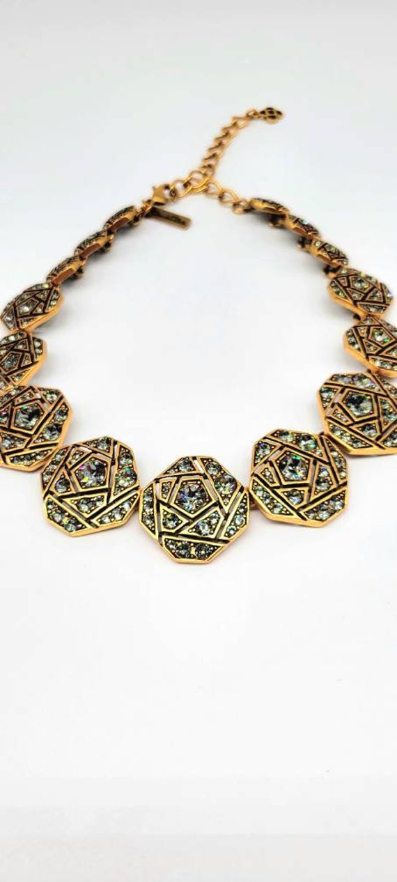 Geometric Statement Necklace, Octagon Necklace, Rh